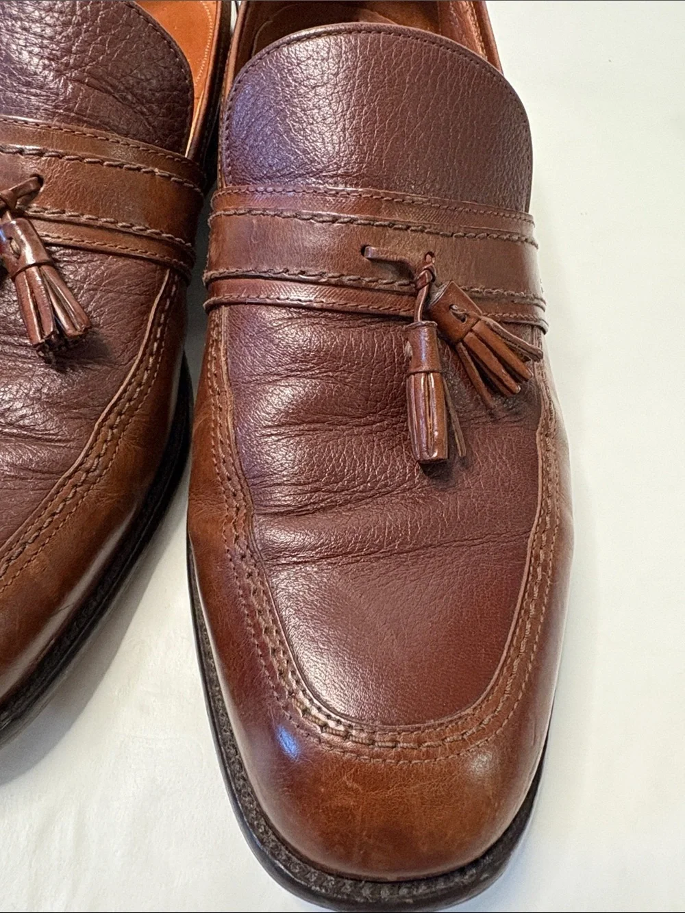 Bostonian Men's Chestnut Brown Leather Tassel Classic Slip On Italian Loafers 12